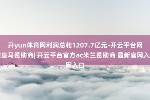 开yun体育网利润总和1207.7亿元-开云平台网站皇马赞助商| 开云平台官方ac米兰赞助商 最新官网入口