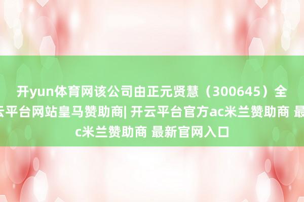 开yun体育网该公司由正元贤慧（300645）全资握股-开云平台网站皇马赞助商| 开云平台官方ac米兰赞助商 最新官网入口